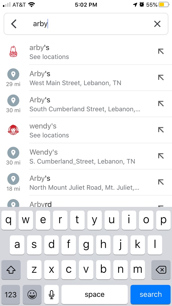 Vorschläge per Autocomplete aus der lokalen mobilen Suche